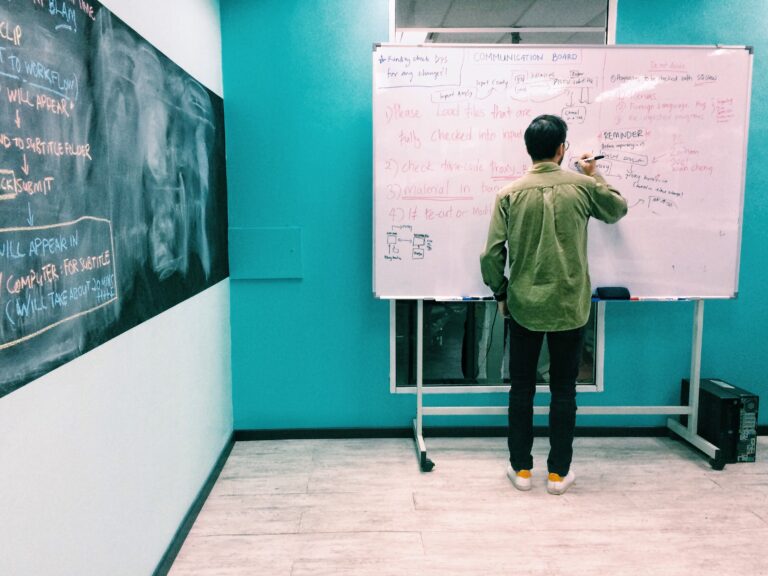 marketing plan man writing on a whiteboard