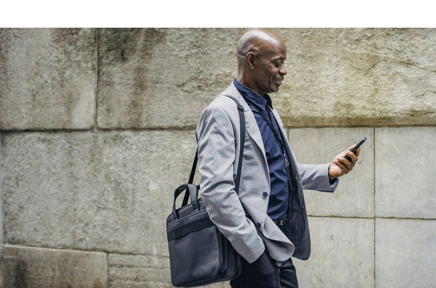 storytelling man reading something on phone screen