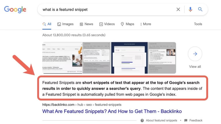 featured snippet example -FAQ page